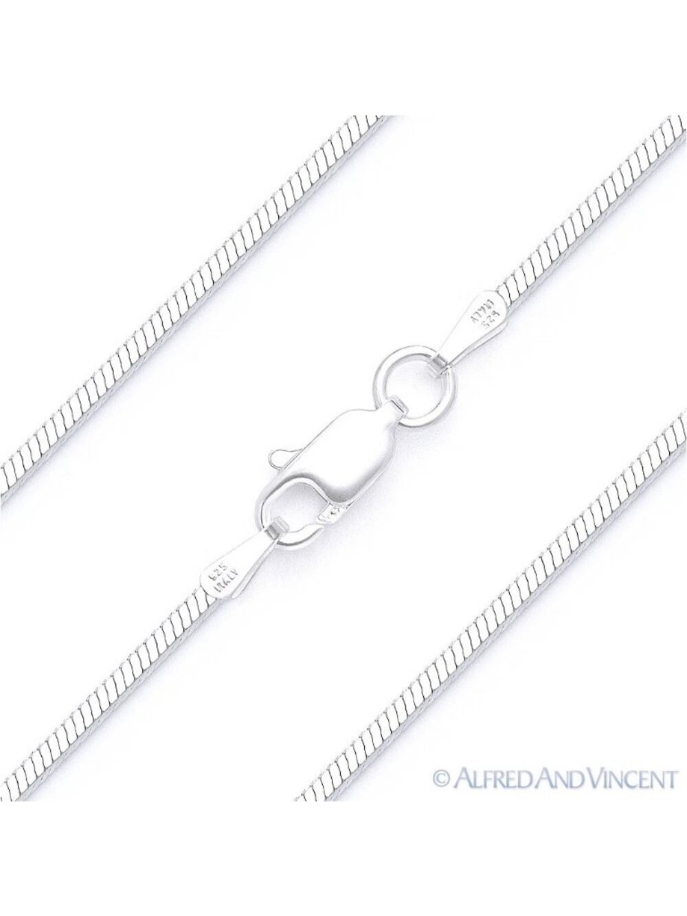 1.2mm 4-Sided Snake Link Italian Chain Necklace in .925 Sterling Silver - 22"